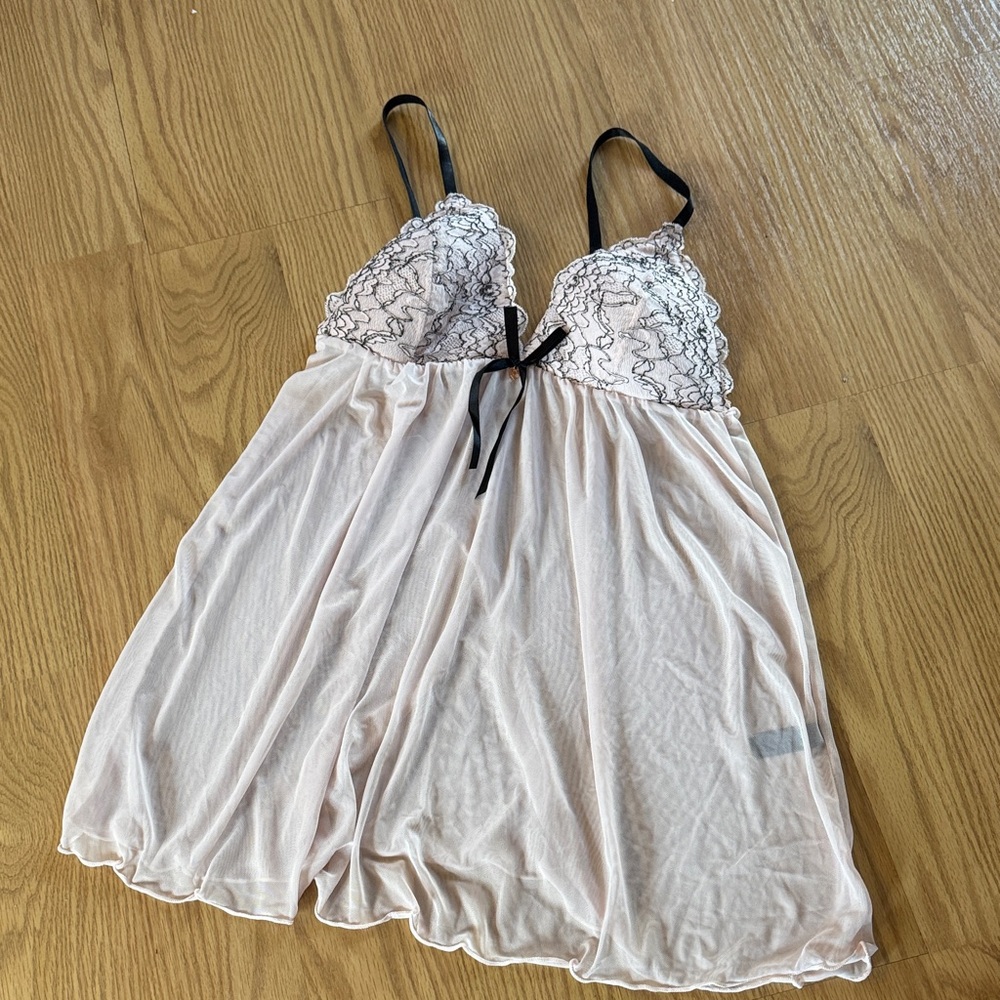 RACHEL Rachel Roy Lace Trim Chemise in Cream and Black